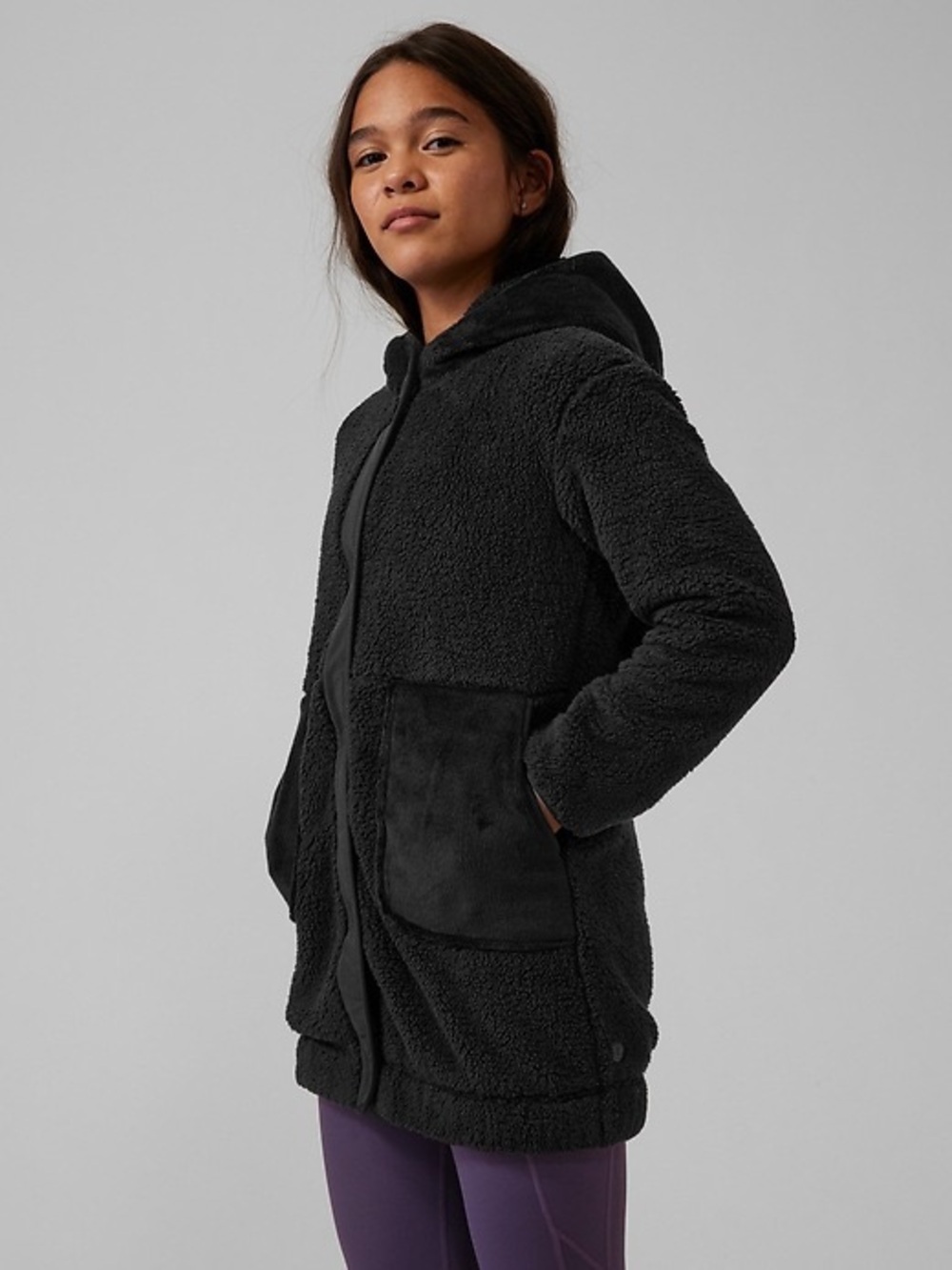 Athleta Girls So Toasty Tugga sherpa fleece long coat